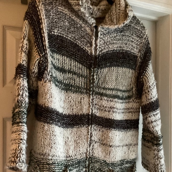 Isabel Marant Etoile Persan Cardigan Zip Up Ivory Thick Hooded Sweater Sz EU 38 - Picture 1 of 13